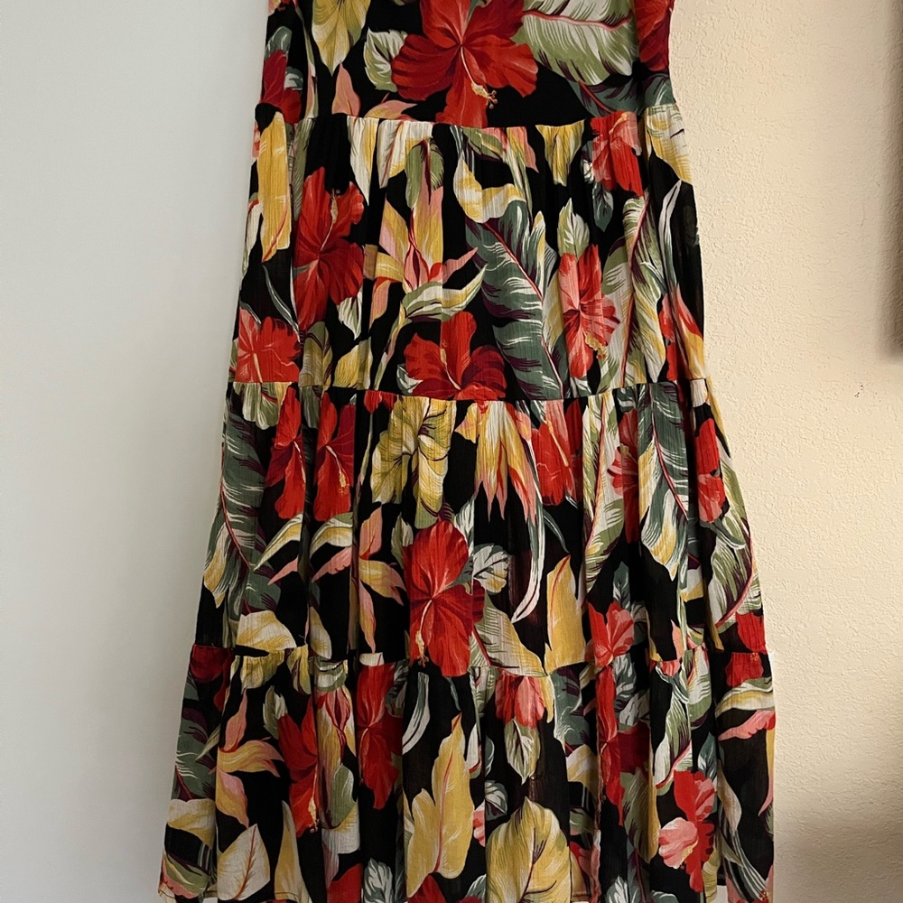 Chaps Tropical Floral Maxi Skirt - Black, Red, Green, Yellow